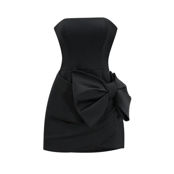 Miss Rosier NEW Lanetta Bowknot Asymmetrical Mini Dress XS Classic Bridal‎ - Picture 3 of 8